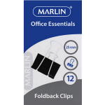 Marlin Office Essentials fold back clips 25mm 12's
